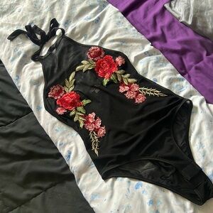 Floral sheer leotard